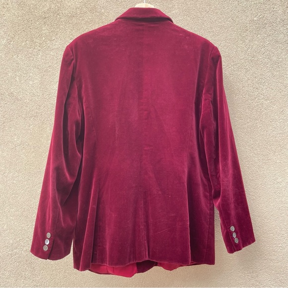 Talbots 🍷 Velour, Notch Collar, 3 button blazer in Cranberry Sz L/14 - Picture 3 of 8